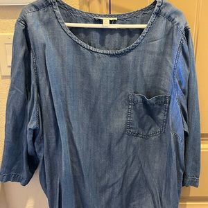 Tencil denim pullover with raw hem